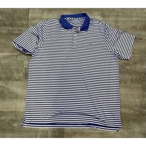 VINEYARD VINES Golf Stripes Performance Short Sleeves Polo White/ Blue Men's XL‎